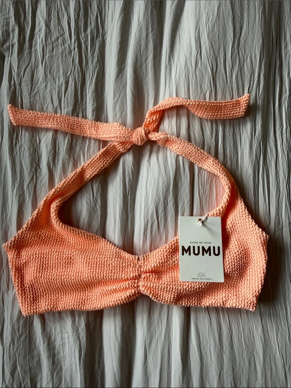 Show Me Your Mumu Malta Swim Top Peach Sherbert Scrunch NWT